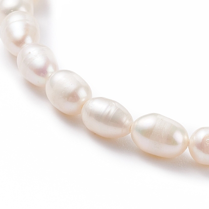 Grade A Natural Pearl Beaded Bracelets with Brass Spring Ring Clasps for Women