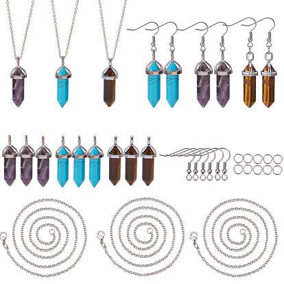 DIY Necklace and Earring Making, with Natural/Synthetic Gemstone Pendants, 304 Stainless Steel Cable Chain Necklaces and 316 Surgical Stainless Steel Earring Hook