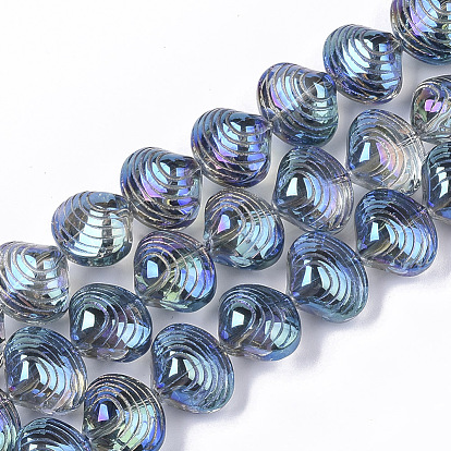 Electroplate Glass Beads Strands, Shell Shape