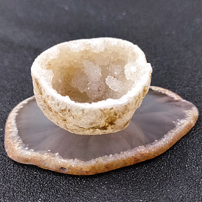 Natural Agate Cups & Cup Mats, Irregular Shape Slice Coaster & Geode Teacup Set