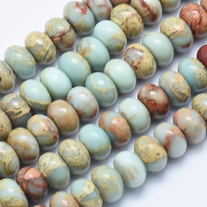 Natural Aqua Terra Jasper Beads Strands, Rondelle