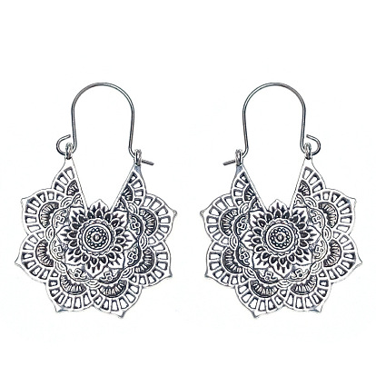 Серьги-кольца из сплава в стиле бохо-тибета для женщин, цветок