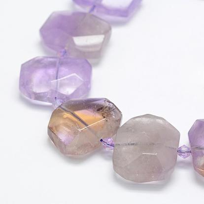 Natural Ametrine Beads Strands, Faceted, Rectangle