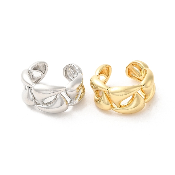 Brass Open Cuff Rings, Hollow Teardrop