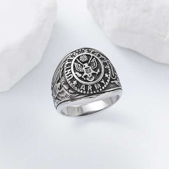 304 Кольца из нержавеющей стали для мужчин, армейские, производства США, перстни-печатки