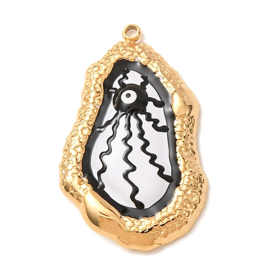 304 Stainless Steel Enamel Pendants, Nuggets with Evil Eye Charms