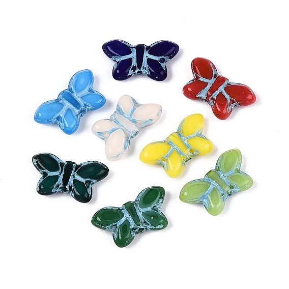 Окрашенные стеклянные бусины, бабочка