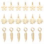 30Pcs 3 Style Brass Pendants, Clover & Flower & Leaf