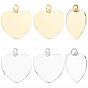 12Pcs 2 Colors Brass Heart Charms, with Jump Ring