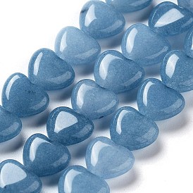 Natural Quartz Imitation Aquamarine Beads Strands, Dyed, Heart