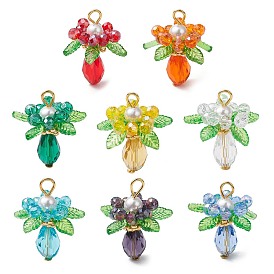 Подвески из стекла с круглыми ракушечными жемчужинами и акриловыми подвесками, цветок