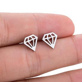 Fashionable Hollow Diamond Stainless Steel Earrings - Minimalist, Autumn Jewelry, Elegant.