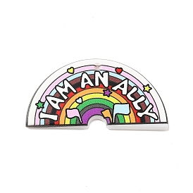 Acrylic Pendants, Rainbow with Word I Am An Ally