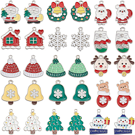 60 piezas 15 estilos colgantes de esmalte de aleación con tema navideño