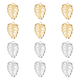 12 шт 2 цвета 304 подвески из нержавеющей стали, подвески из тропических листьев, лист монстры