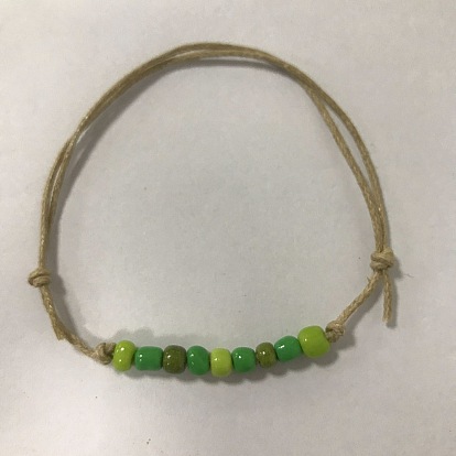 Glass Seed Braided Bead Bracelet, Adjustable Bracelet