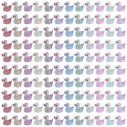 120Stück 12Farben Mini-Harz-Pailletten-Enten-Heimdisplay-Dekorationen, Mikro-Landschaftsornament
