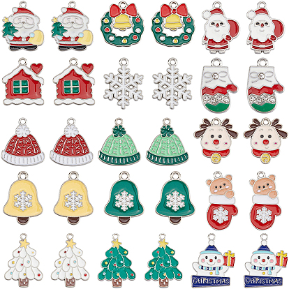 60 piezas 15 estilos colgantes de esmalte de aleación con tema navideño