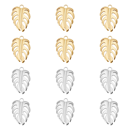 12 шт 2 цвета 304 подвески из нержавеющей стали, подвески из тропических листьев, лист монстры