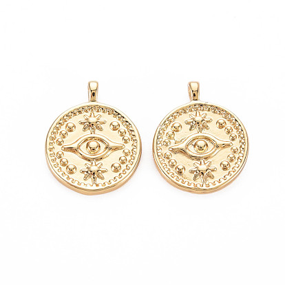 Crémaillère pendentifs en alliage placage, sans cadmium et sans nickel et sans plomb, plat rond