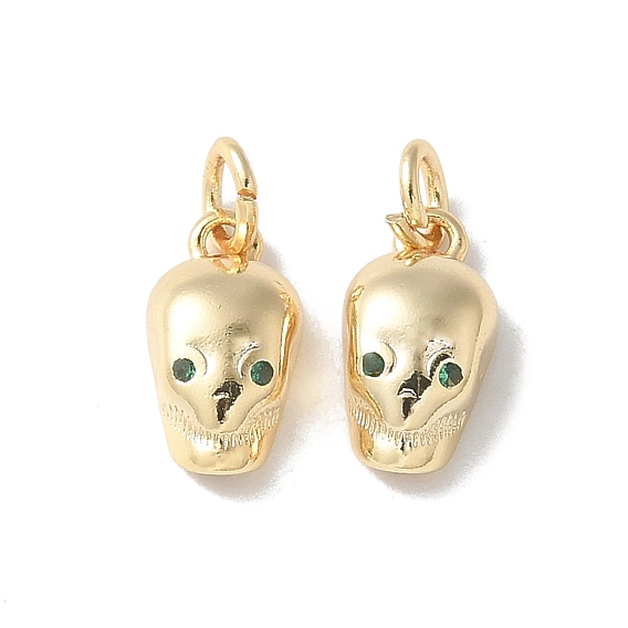 Латунные микропаве прозрачные подвески с фианитом, череп прелести, без кадмия и без свинца, долговечный, стойки покрытие, с целью перехода в кольце