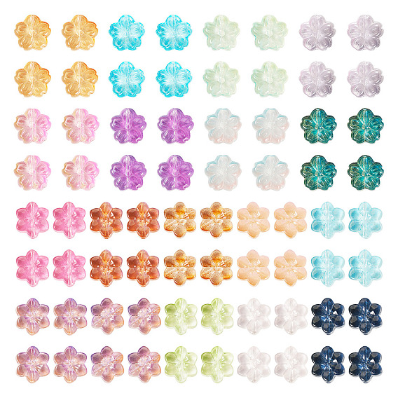 120 шт. 2 стили прозрачные обычные стеклянные бусины, цветок