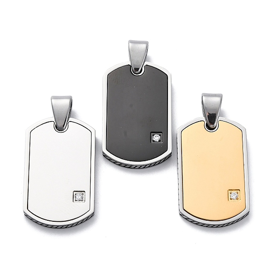 304 микро нержавеющей стали прокладывать Цирконом подвески, ионное покрытие (ip), прямоугольник амулеты