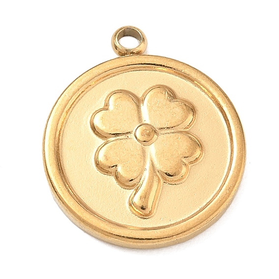 304 Stainless Steel Pendants, Flat Round & Clover Charms