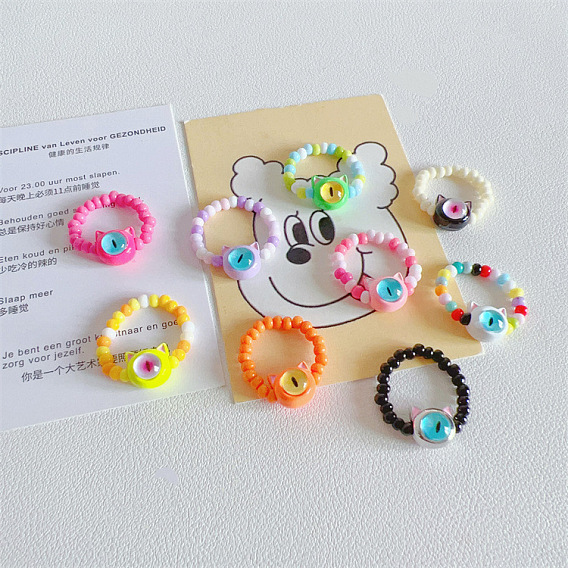 Стеклянные кольца для женщин и девушек, кошка