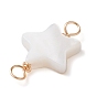 2Pcs 2 Styles Natural Freshwater Shell Connector Charms, Light Gold, Star & Moon Links