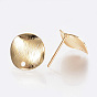 Brass Ear Stud Findings, with Loop, Nickel Free, Real 18K Gold Plated, Flat Round