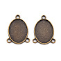 Tibetan Style Alloy Cabochon Connector Settings, Cadmium Free & Nickel Free & Lead Free, Oval