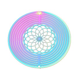 201 нержавеющая сталь 3 вращающийся подвесной ветряной спиннер, для украшения сада внутри и снаружи помещения, кольцо с полым цветком