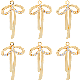 12 кулоны из латуни с прозрачным кубическим цирконием, бантом, без никеля 