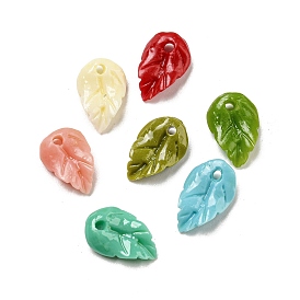 Synthetic Coral Dyed Leaf Charms