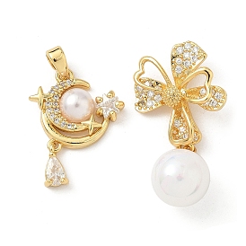 Латунные микро проложить кубического циркония подвески, с имитацией жемчужина бисера, реальный 18 k позолоченный