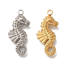 Ion Plating(IP) 304 Stainless Steel Pendants, Sea Horse Charm