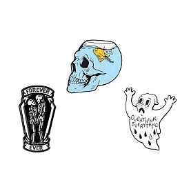 Halloween Theme Enamel Pin, Alloy Brooch for Backpack Clothes, Ghost/Skull