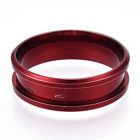 201 Stainless Steel Grooved Finger Ring Settings, Ring Core Blank, for Inlay Ring Jewelry Making