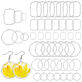 48шт 6 стили подвески из сплава с открытой спиной, для diy уф смолы, эпоксидная смола, Прессованные цветочные украшения, прямоугольник и кольцо