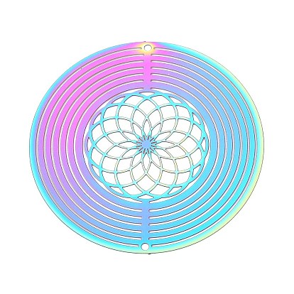 201 нержавеющая сталь 3 вращающийся подвесной ветряной спиннер, для украшения сада внутри и снаружи помещения, кольцо с полым цветком