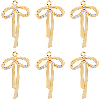 12 кулоны из латуни с прозрачным кубическим цирконием, бантом, без никеля 