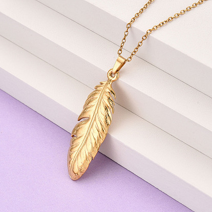 304 подвесные из нержавеющей стали ожерелья, перо, ионное покрытие (ip)