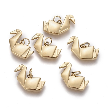 Ion Plating(IP) 304 Stainless Steel Charms, with Jump Ring, Paper Crane