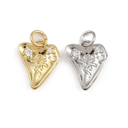 Латунные микро проложить кубического циркония подвески, подвески в виде сердца с цветочным узором, с целью перехода в кольце, стойки покрытие, долговечный, без свинца и без кадмия