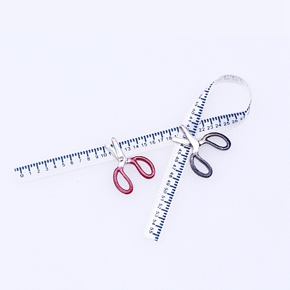 Polyester Ruler & Metal Scissor Ornaments, Micro Landscape Home Dollhouse Accessories, Pretending Prop Decorations