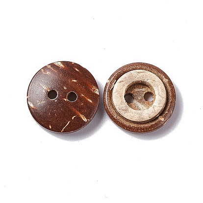 Concentriques 2 boutons trous, bouton de noix de coco, 13mm