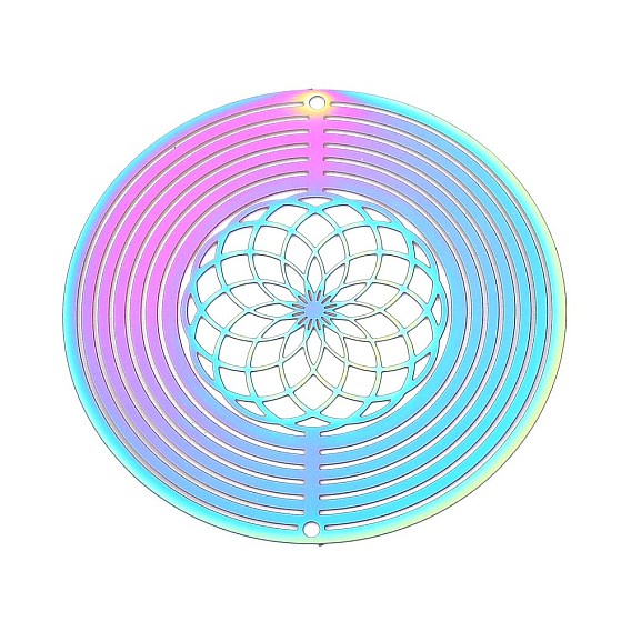 201 нержавеющая сталь 3 вращающийся подвесной ветряной спиннер, для украшения сада внутри и снаружи помещения, кольцо с полым цветком