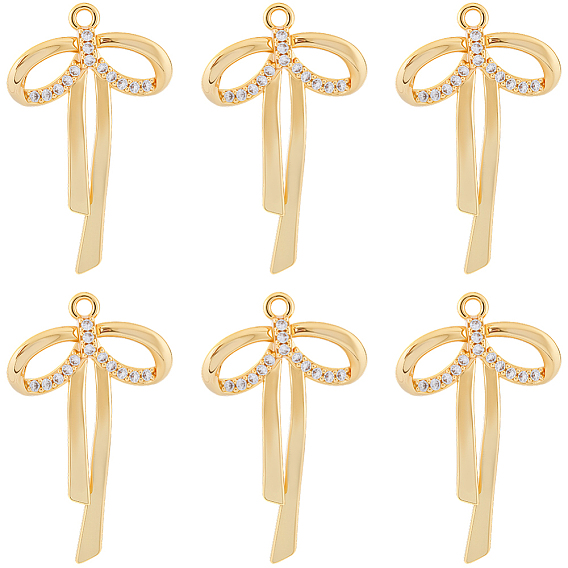 12 кулоны из латуни с прозрачным кубическим цирконием, бантом, без никеля 
