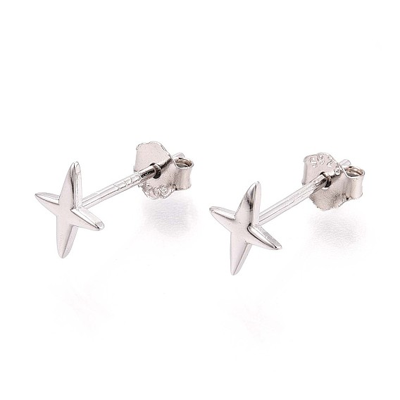 925 стерлингового серебра серьги стержня, звезда